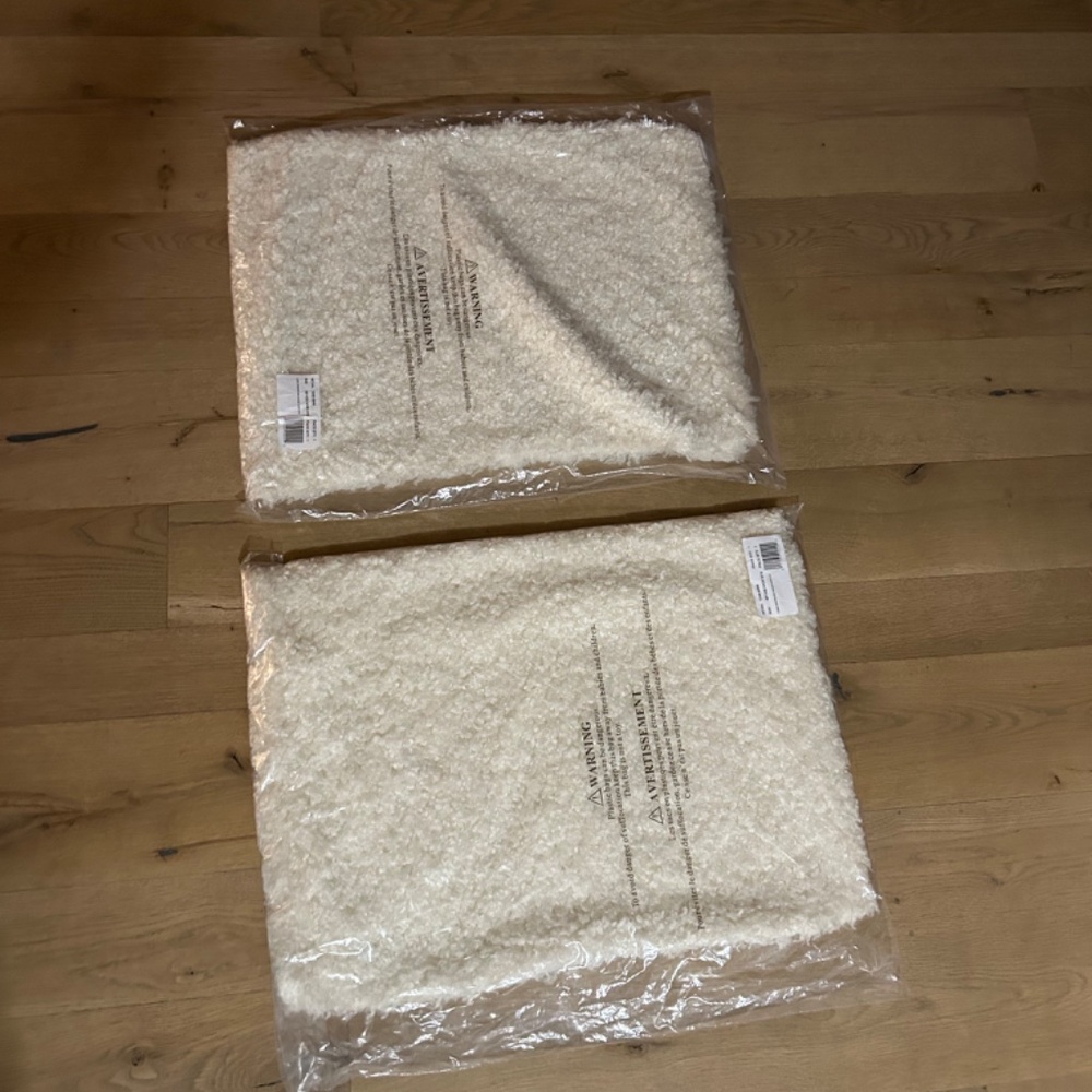 New 2‎ RH Teen Faux Mongolian Lamb Restoration Hardware SHAM ivory PILLOW Cover